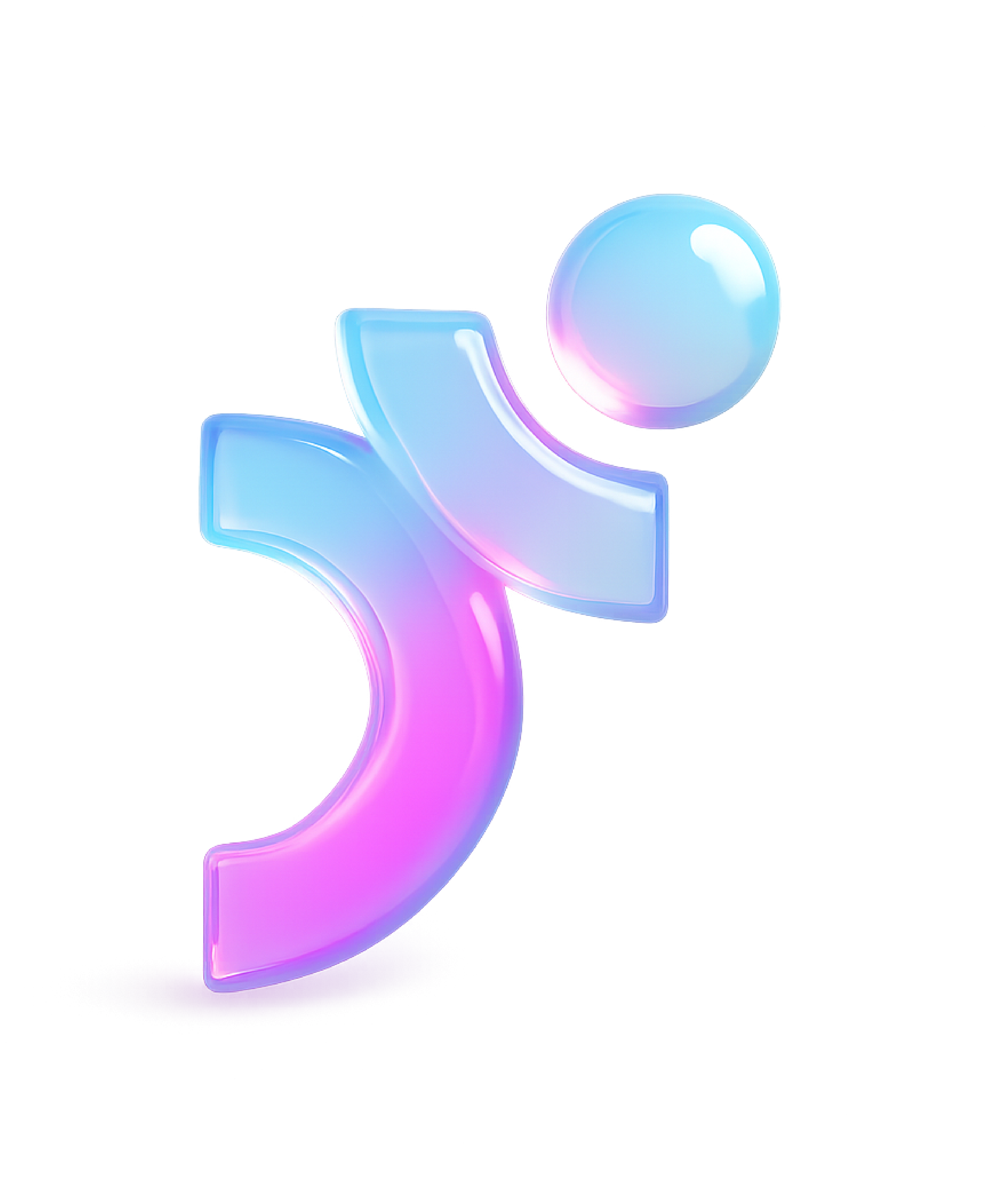 Mavi ve mor degrade renkte, üç boyutlu soyut şekillerden oluşan modern logo.